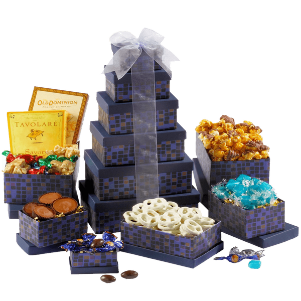 Broadway Basketeers Souring Saphire Sympathy Gift Tower