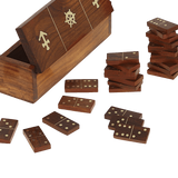 Handmade Wooden Domino Game with Nautical Storage Box - Complete Game Set