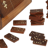 Handmade Wooden Domino Game with Nautical Storage Box - Complete Game Set