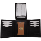 Improving Lifestyles Leather Men Tri Fold Wallet FIXED Flip Up Window ID with FREE Organza Gift Bag