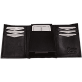 Improving Lifestyles Leather Men Tri Fold Wallet FIXED Flip Up Window ID with FREE Organza Gift Bag