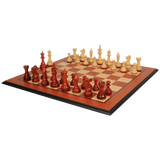 The Chess Store Royal Staunton Wood Chess Set African Padauk & Boxwood Chess Pieces with Padauk & Bird's Eye Maple Molded Chess Board