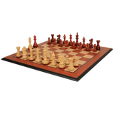 The Chess Store Royal Staunton Wood Chess Set African Padauk & Boxwood Chess Pieces with Padauk & Bird's Eye Maple Molded Chess Board