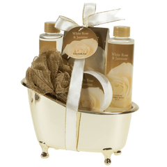 White Rose Jasmine Gold Tub Spa Bath Gift Set