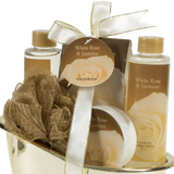 White Rose Jasmine Gold Tub Spa Bath Gift Set